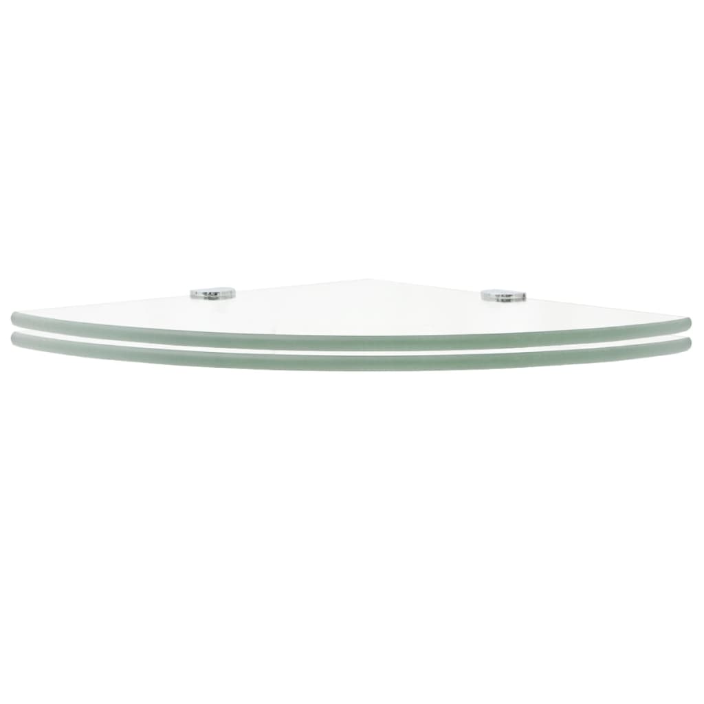 Hoekschappen 2 st met chromen dragers 35x35 cm glas transparant – afbeelding 2