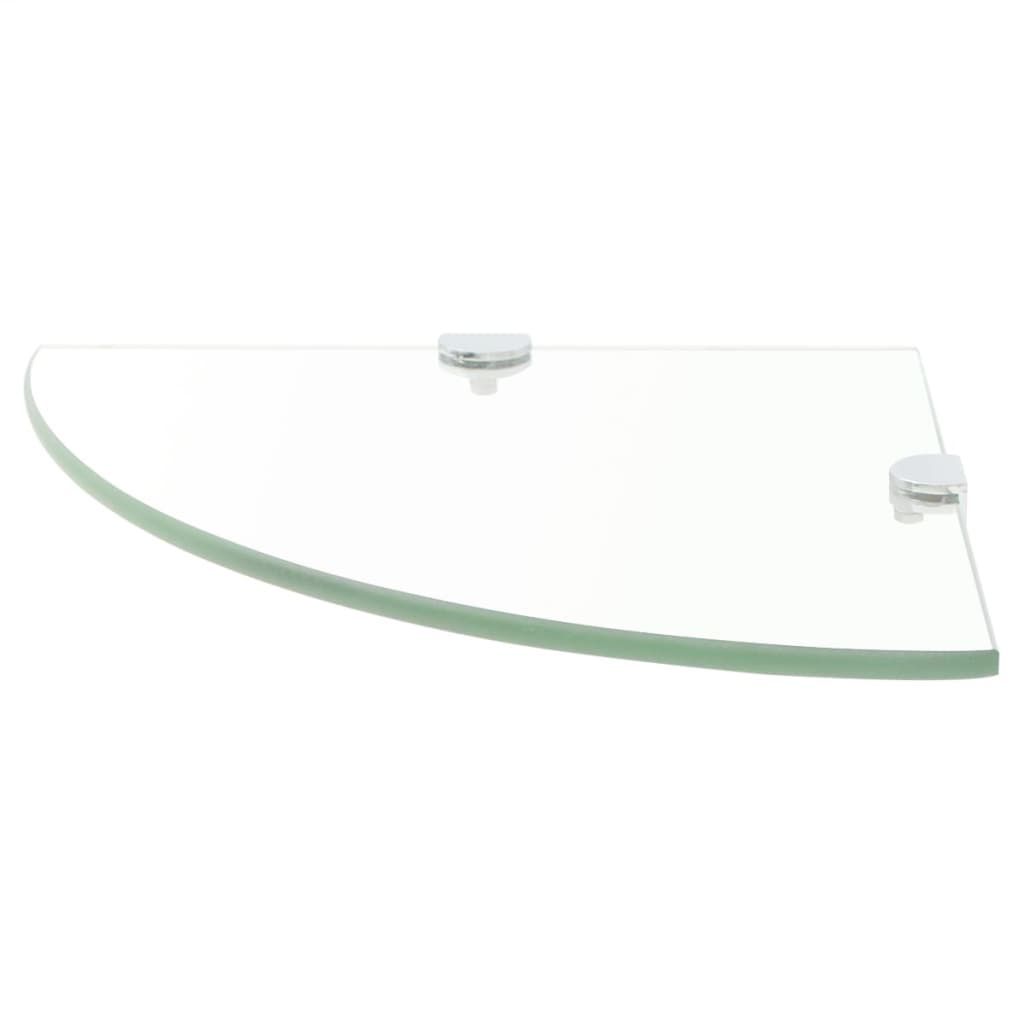 Hoekschappen 2 st met chromen dragers 35x35 cm glas transparant – afbeelding 3