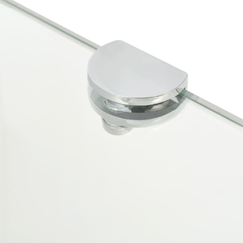 Hoekschappen 2 st met chromen dragers 35x35 cm glas transparant – afbeelding 5