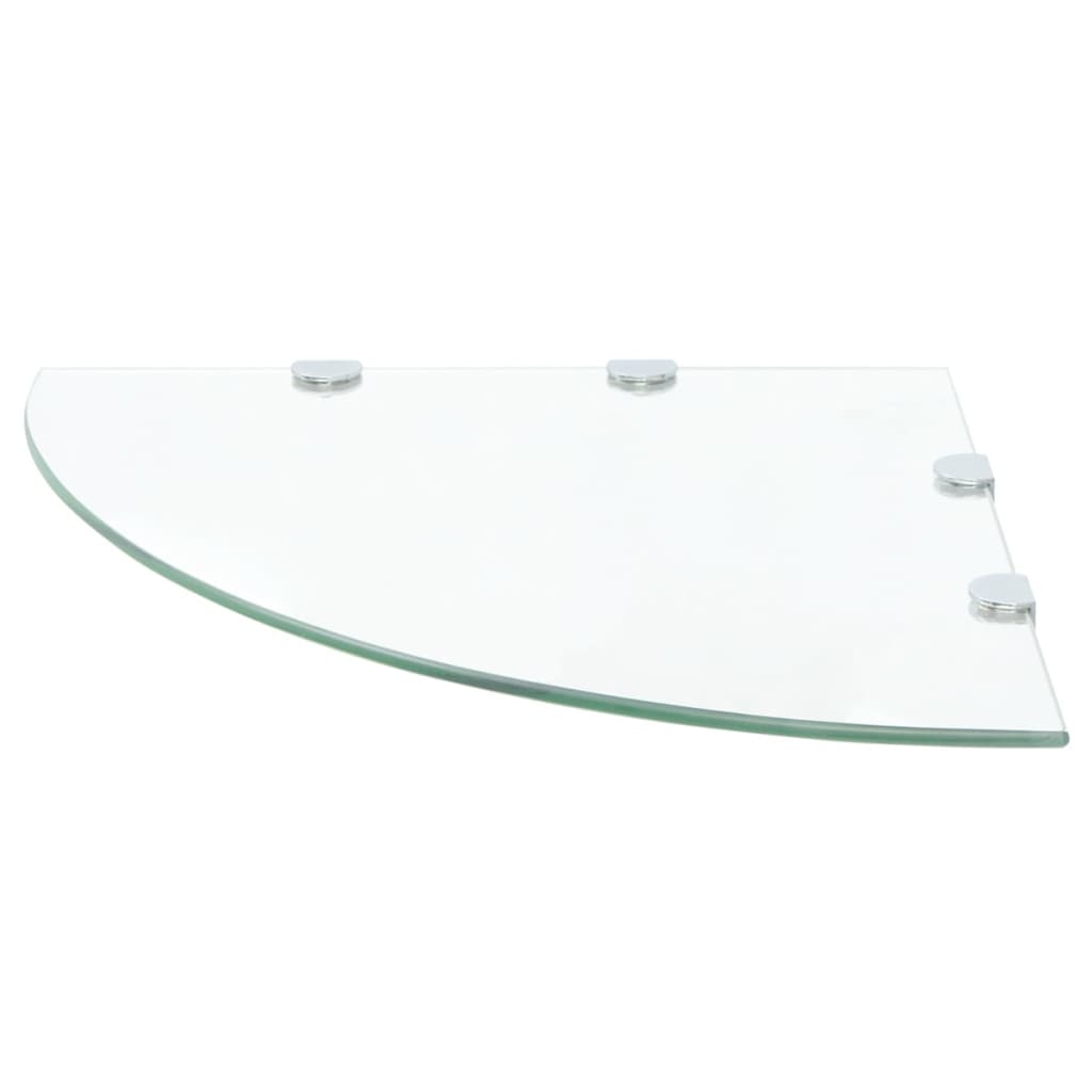 Hoekschappen 2 st met chromen dragers 45x45 cm glas transparant – afbeelding 3