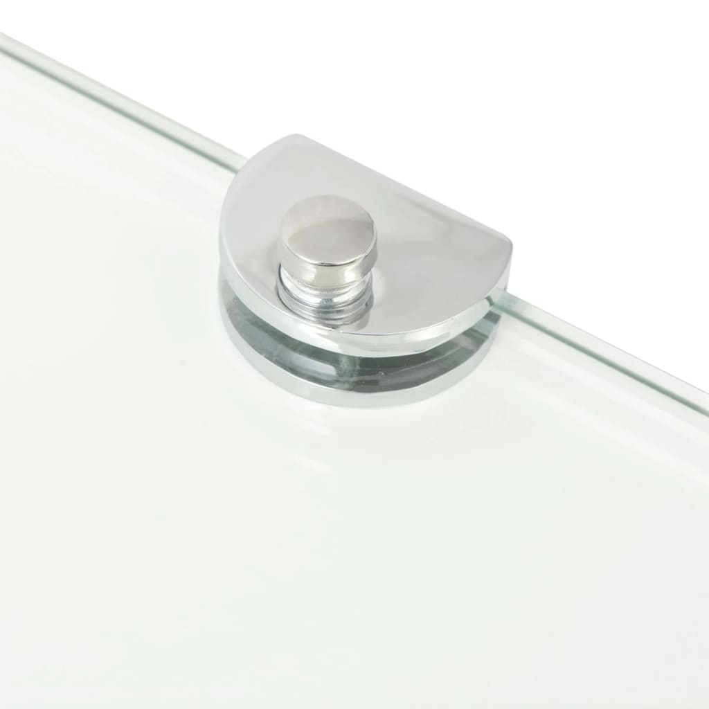 Hoekschappen 2 st met chromen dragers 45x45 cm glas transparant – afbeelding 6