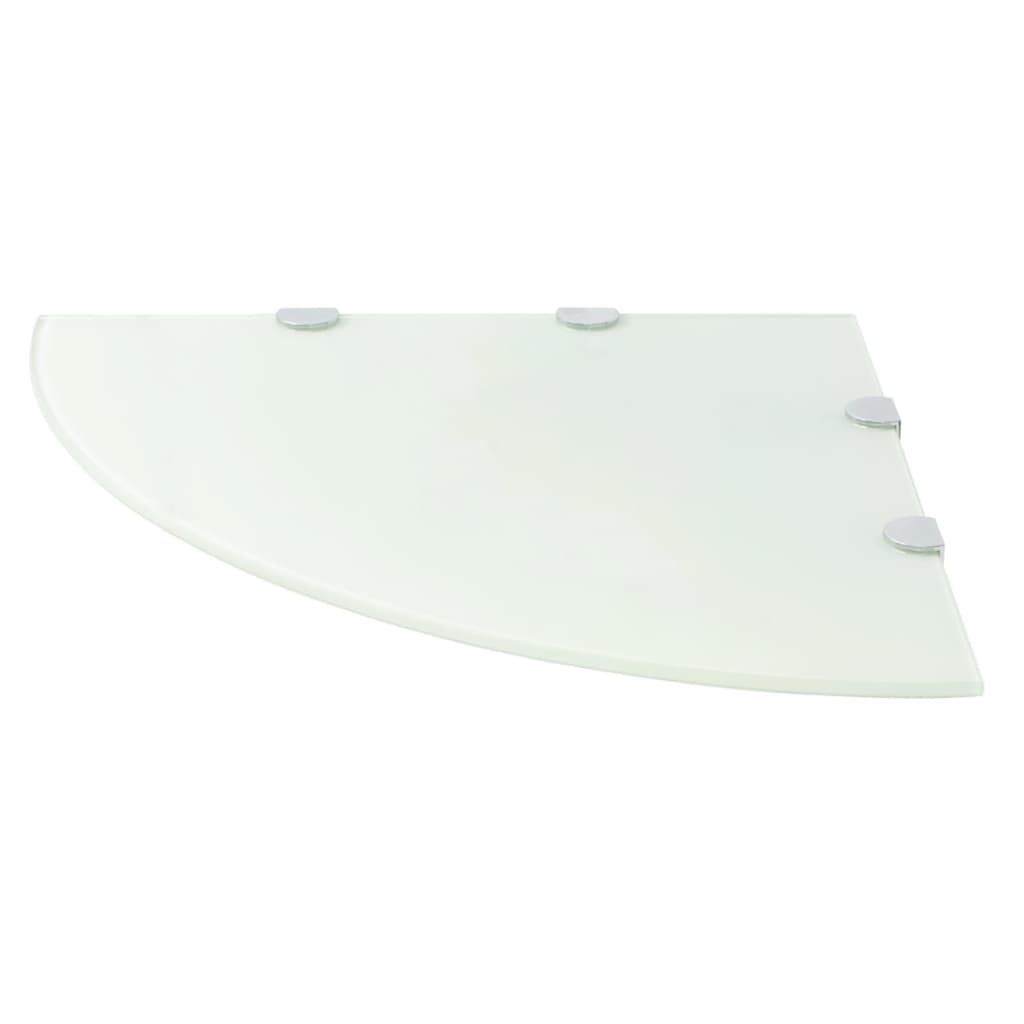 Hoekschappen 2 st met chromen dragers 45x45 cm glas wit – afbeelding 3