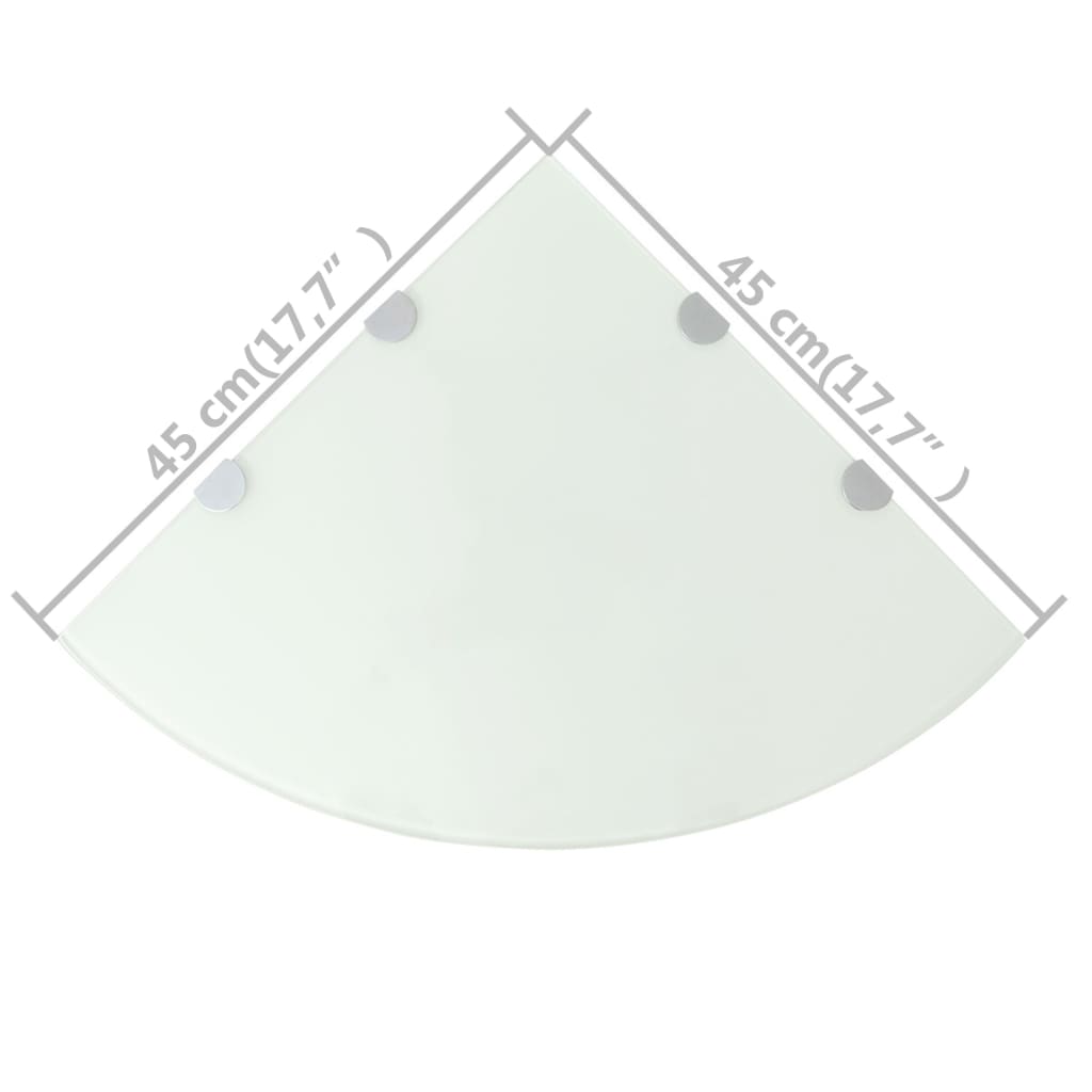 Hoekschappen 2 st met chromen dragers 45x45 cm glas wit – afbeelding 6