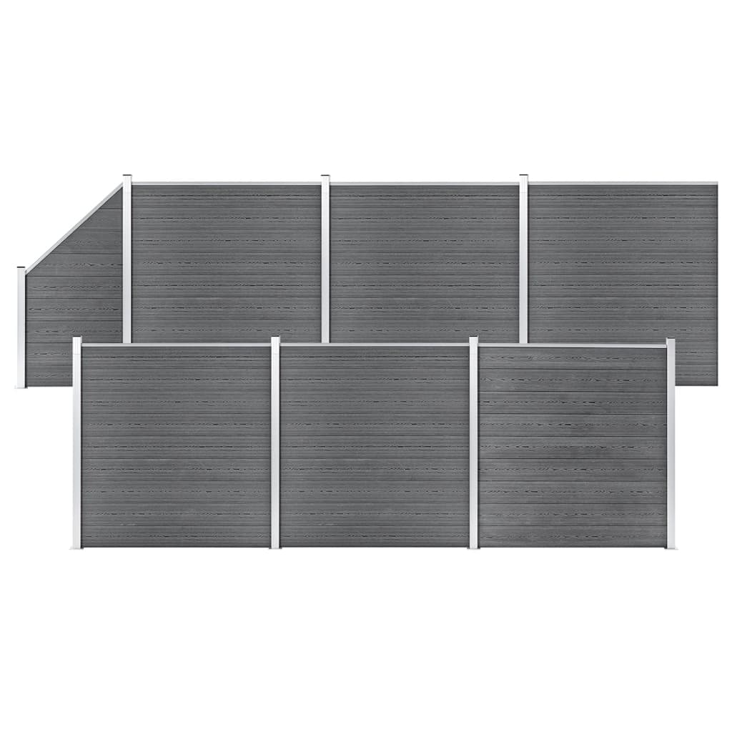 Schuttingset 6 vierkant en 1 schuin 1138x186 cm HKC grijs