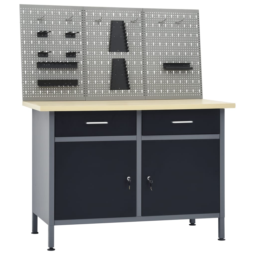 Werkbank met 3 wandpanelen