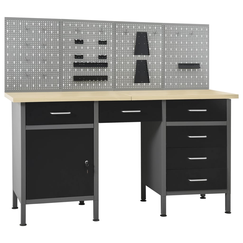 Werkbank met vier wandpanelen