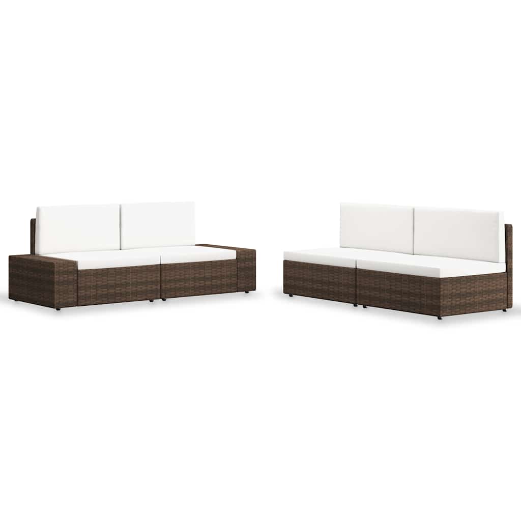 4-delige Loungeset poly rattan bruin