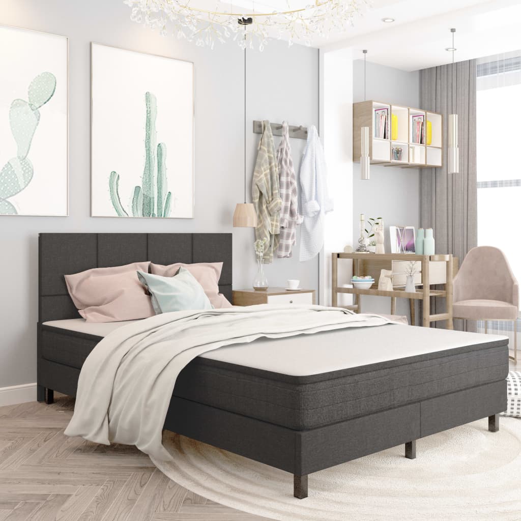Boxspring stof donkergrijs 140x200 cm – afbeelding 1