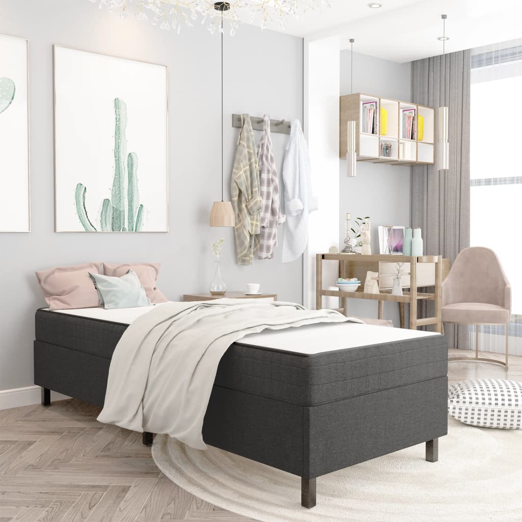Boxspring stof donkergrijs 100x200 cm – afbeelding 1