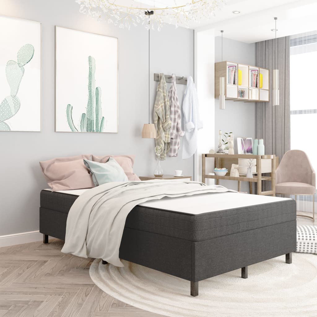 Boxspring stof donkergrijs 120x200 cm – afbeelding 1
