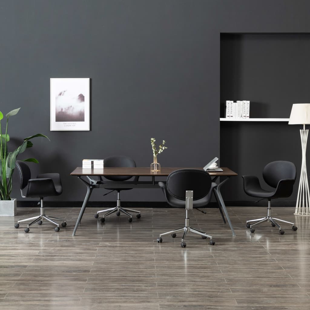 Eetkamerstoelen draaibaar 4 st kunstleer zwart – afbeelding 1