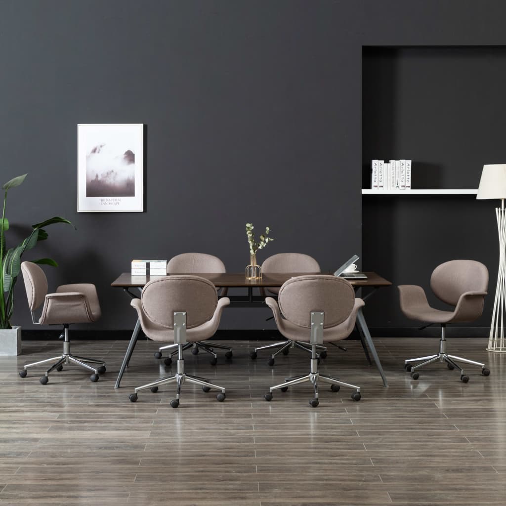 Eetkamerstoelen draaibaar 6 st stof taupe – afbeelding 1