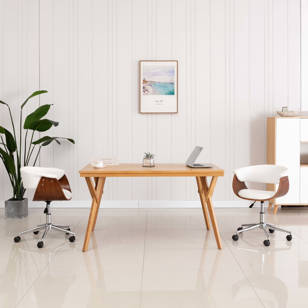 Eetkamerstoelen draaibaar 2 st kunstleer wit