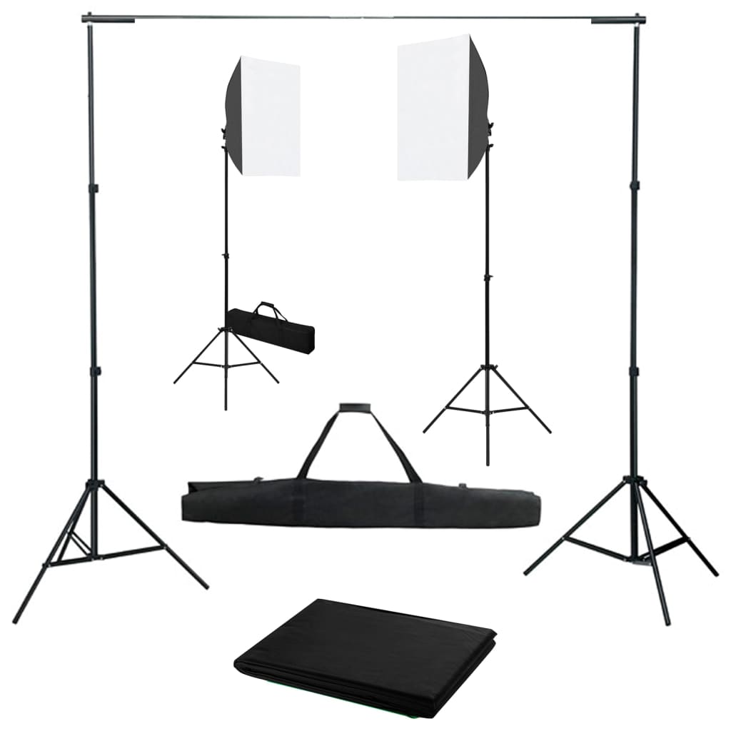 Fotostudioset met softboxlampen en achtergrond