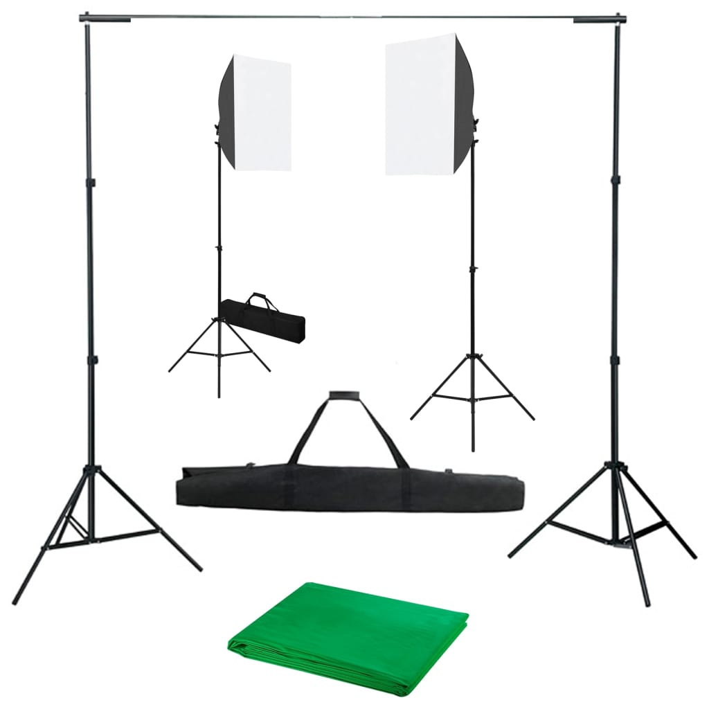 Fotostudioset met softboxlampen en achtergrond – afbeelding 1