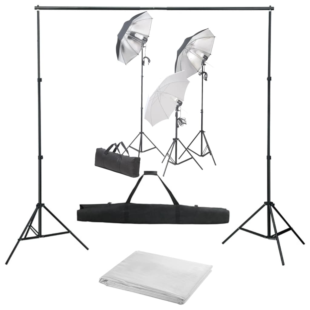 Fotostudioset met verlichtingsset en achtergrond – afbeelding 1