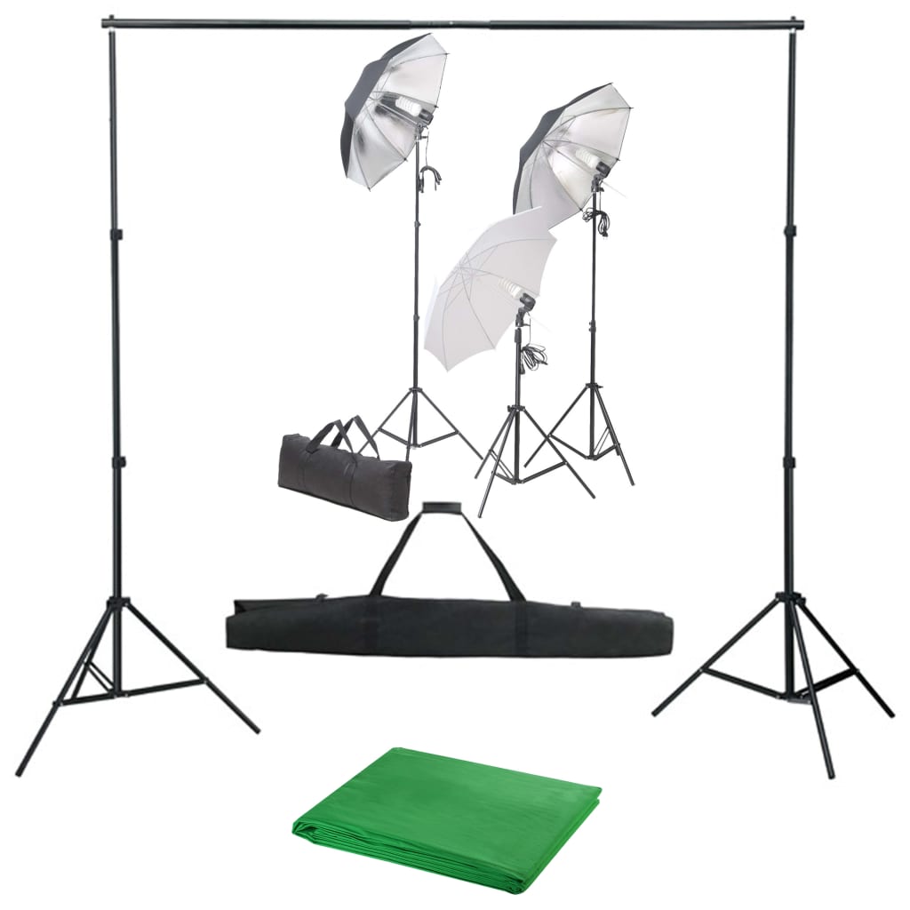 Fotostudioset met verlichtingsset en achtergrond – afbeelding 1