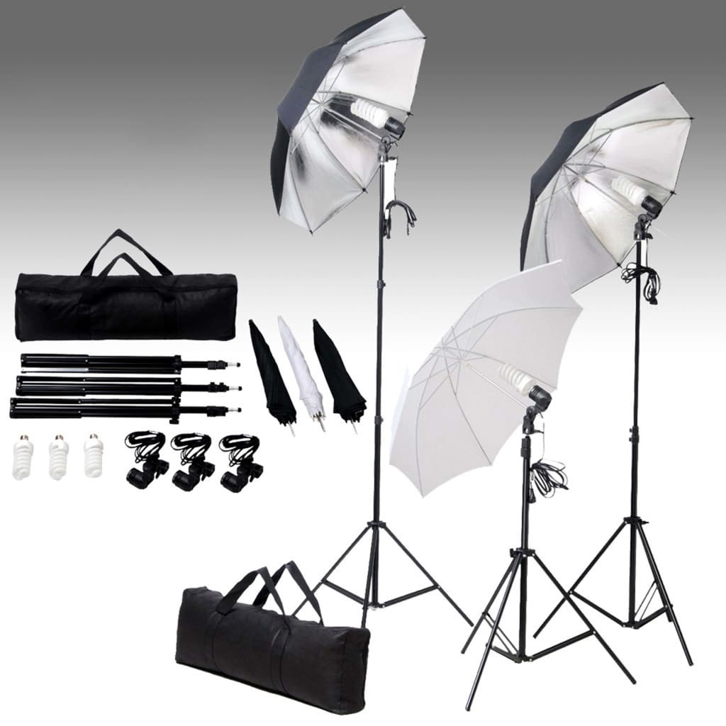 Fotostudioset met verlichtingsset en achtergrond – afbeelding 2