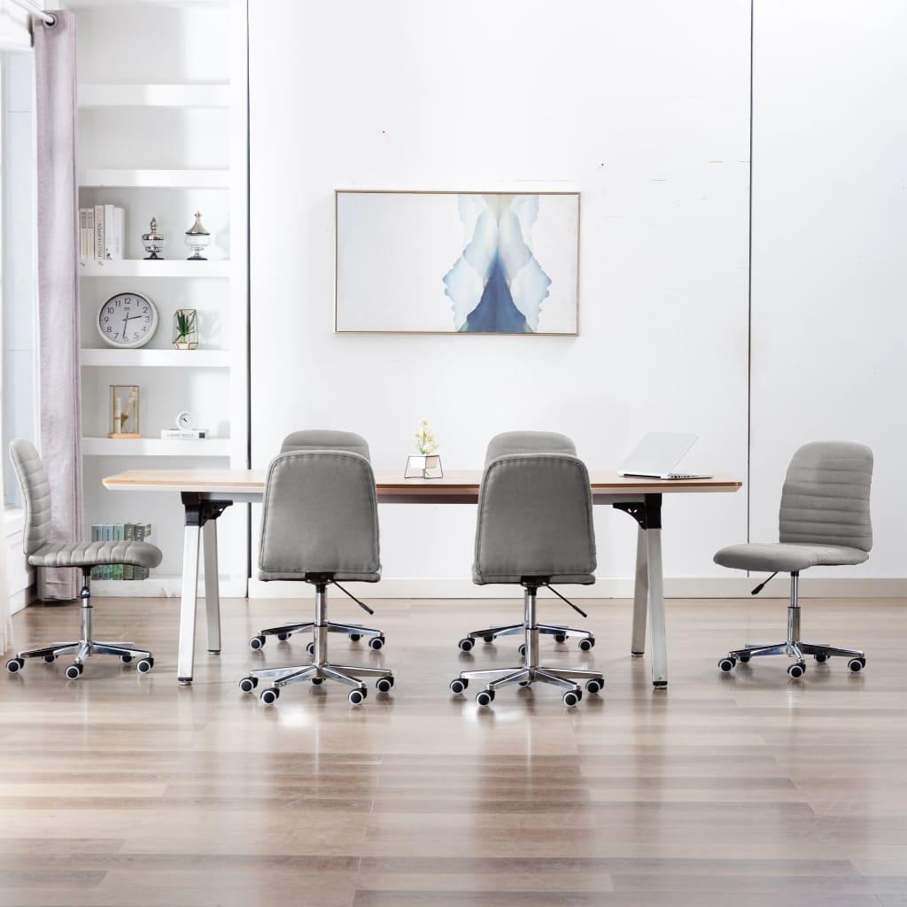 Eetkamerstoelen 6 st stof lichtgrijs