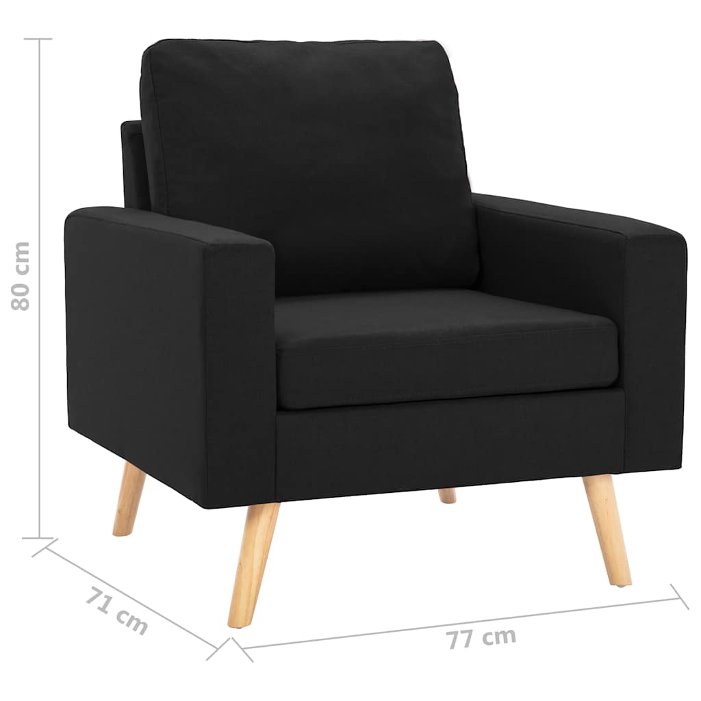 2-delig Bankstel stof zwart – afbeelding 11