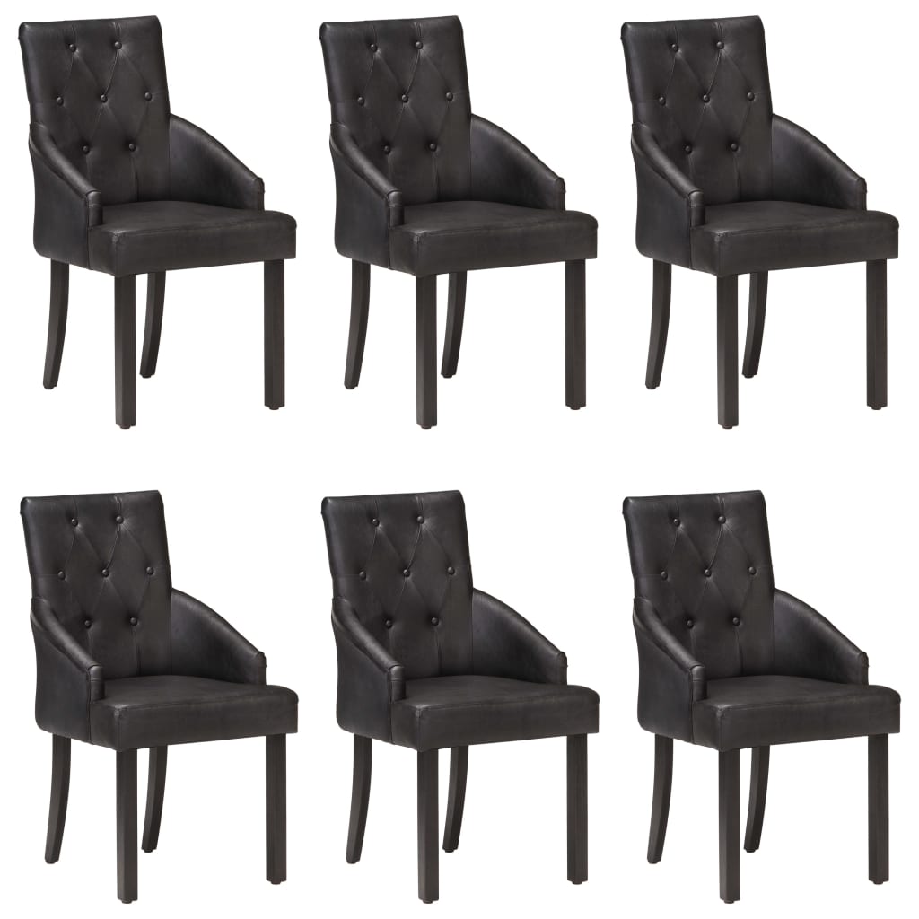 Eetkamerstoelen 6 st echt geitenleer zwart – afbeelding 1