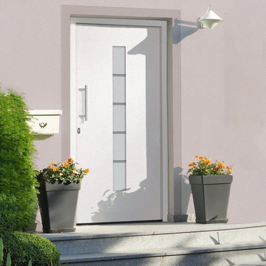 Voordeur 110x210 cm aluminium en PVC wit – afbeelding 1