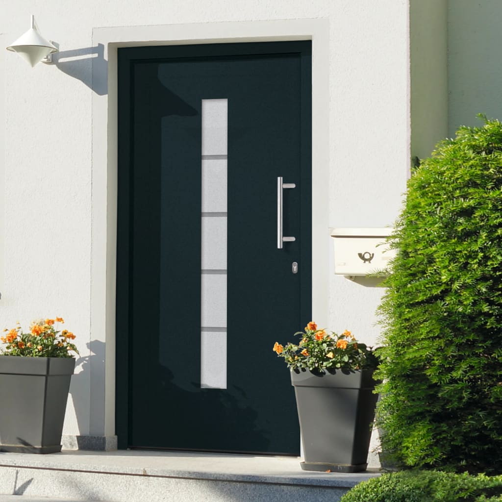 Voordeur 100x210 cm aluminium en PVC antraciet – afbeelding 1