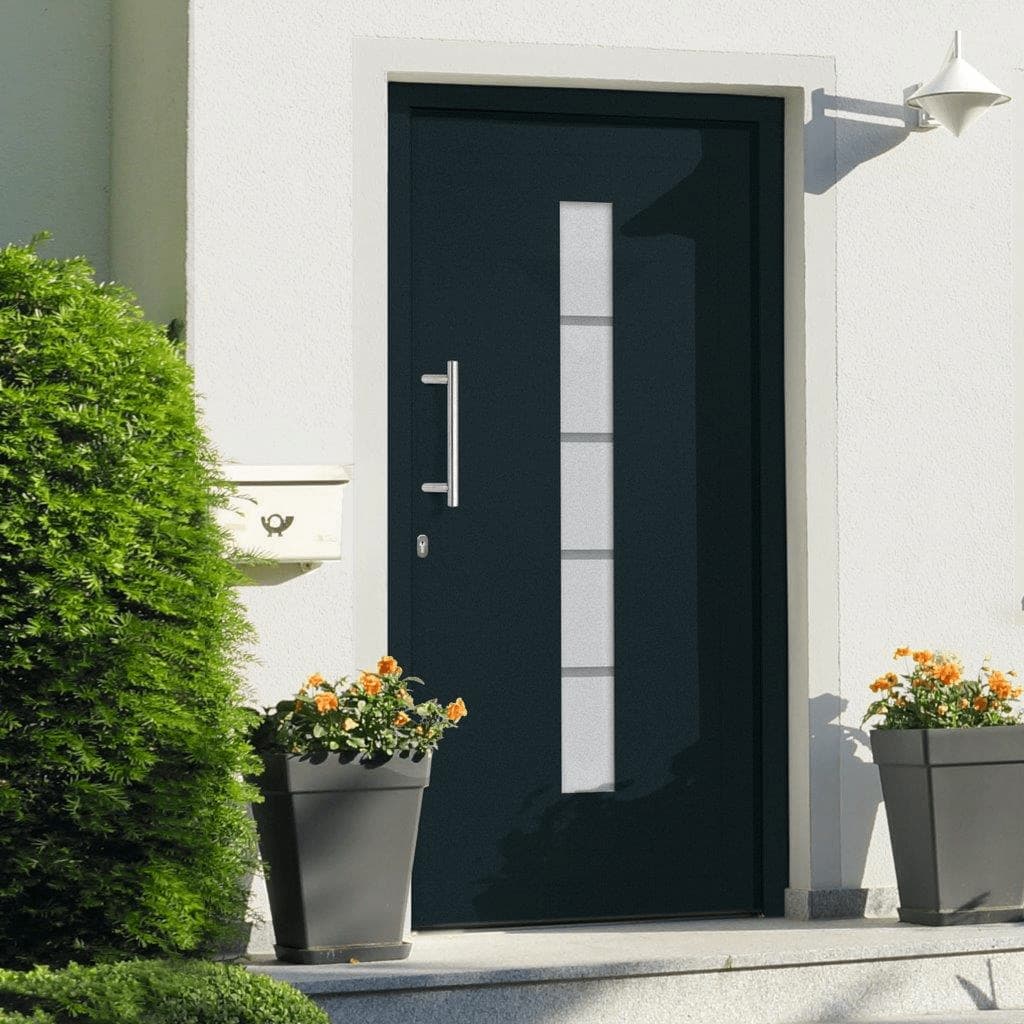 Voordeur 100x200 cm aluminium en PVC antraciet – afbeelding 1