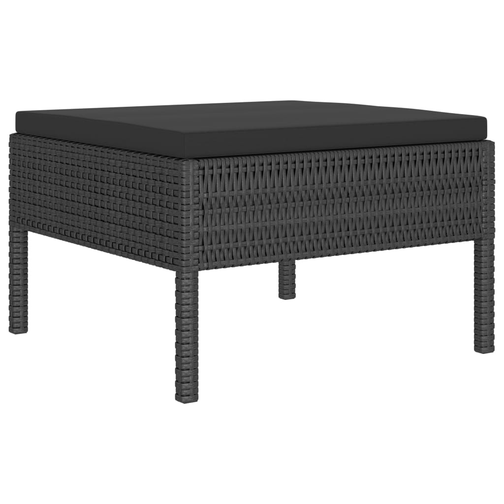 6-delige Loungeset met kussens poly rattan zwart – afbeelding 5