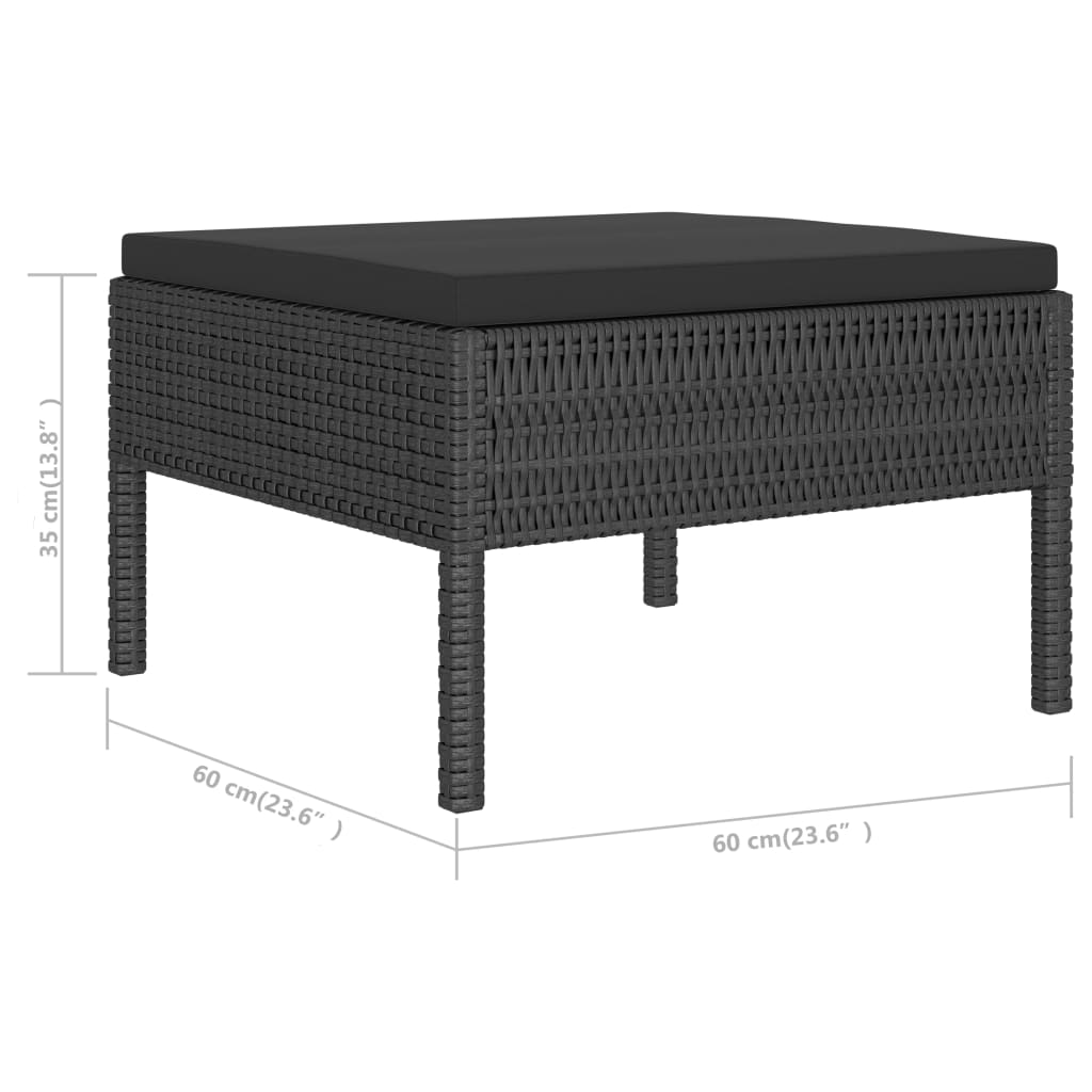 6-delige Loungeset met kussens poly rattan zwart – afbeelding 8