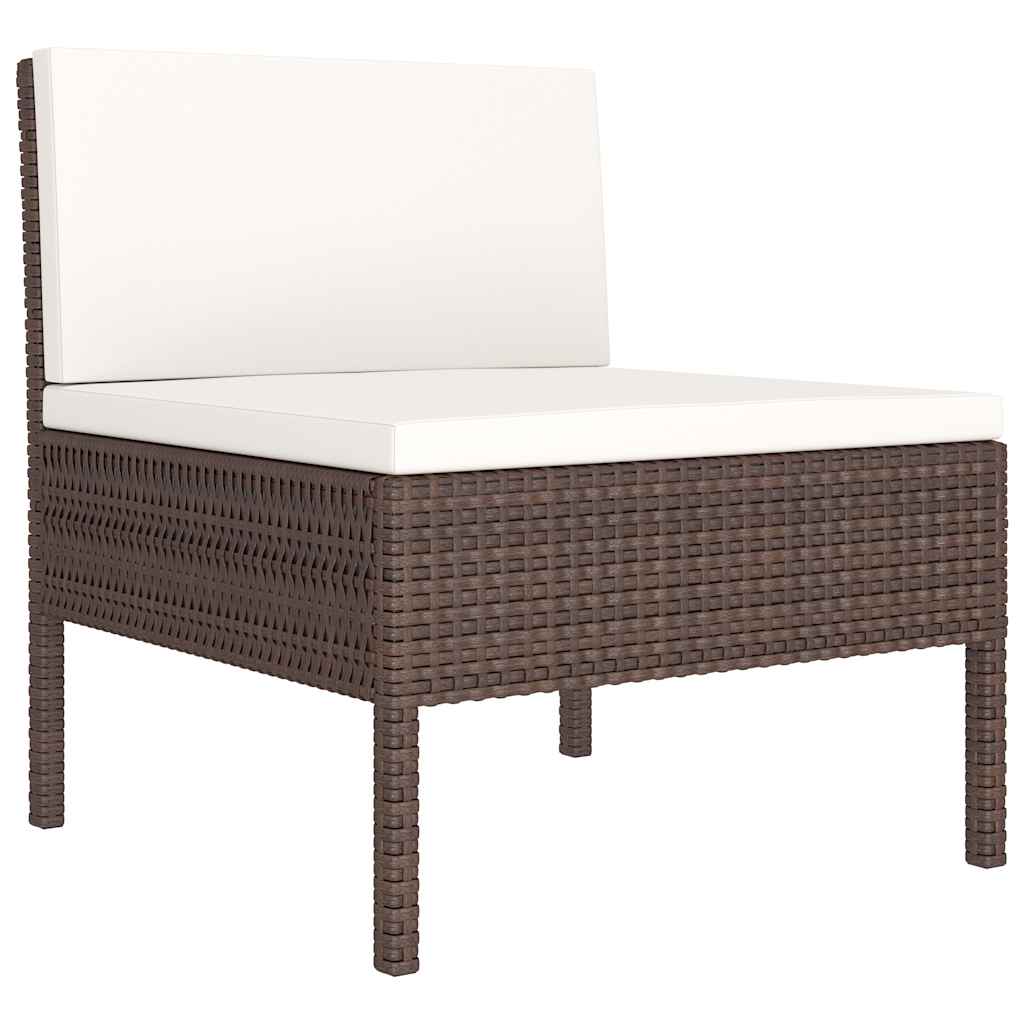 10-delige Loungeset met kussens poly rattan bruin – afbeelding 3