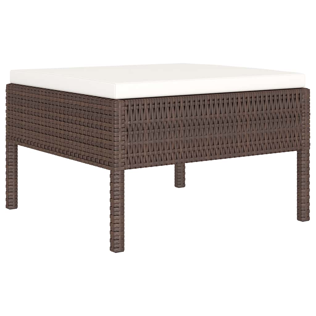 10-delige Loungeset met kussens poly rattan bruin – afbeelding 4