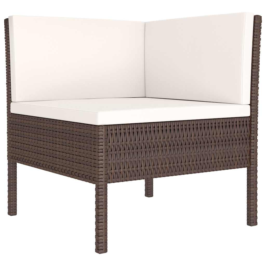 10-delige Loungeset met kussens poly rattan bruin – afbeelding 5