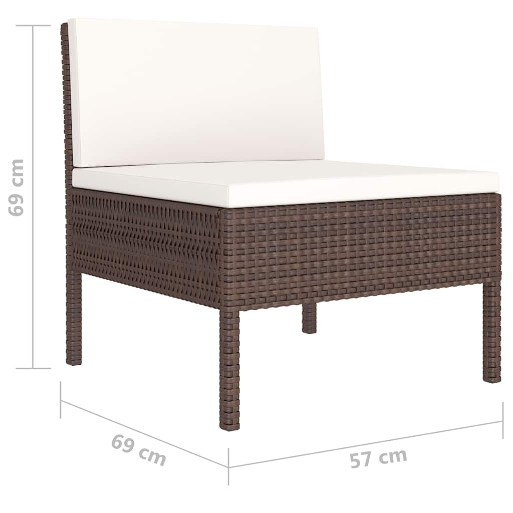10-delige Loungeset met kussens poly rattan bruin – afbeelding 6
