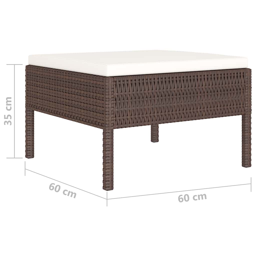 10-delige Loungeset met kussens poly rattan bruin – afbeelding 7