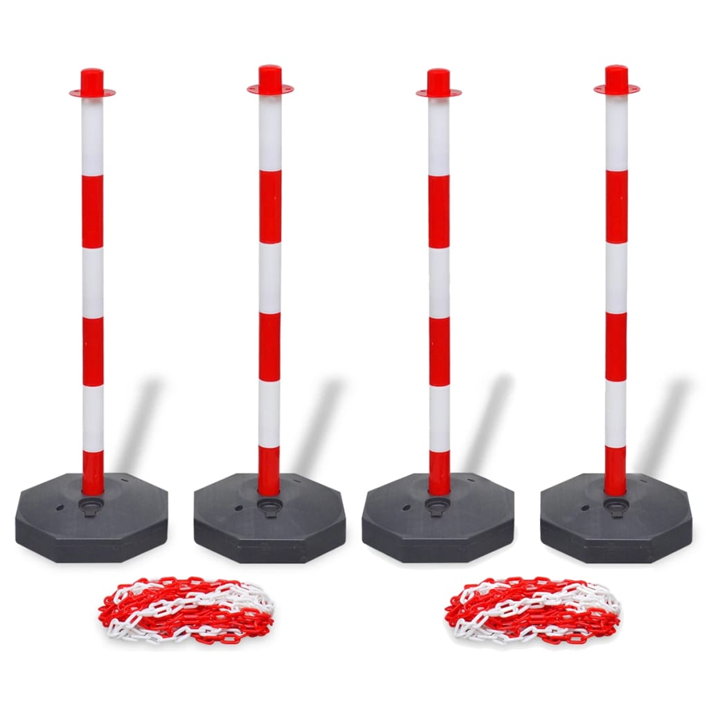 Set van 4 kettingpalen en 2 kunststof kettingen van 10 m