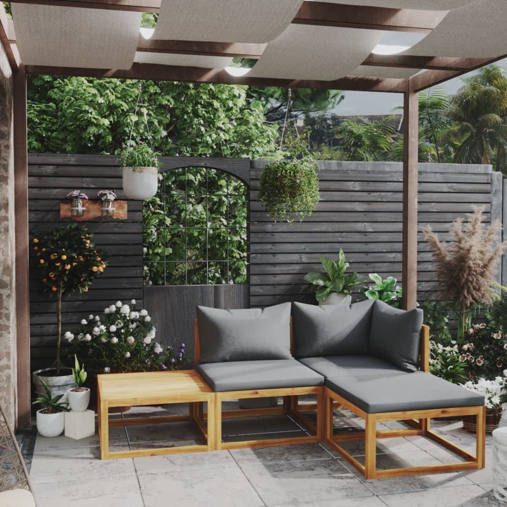 4-delige Loungeset met kussens massief acaciahout – afbeelding 1