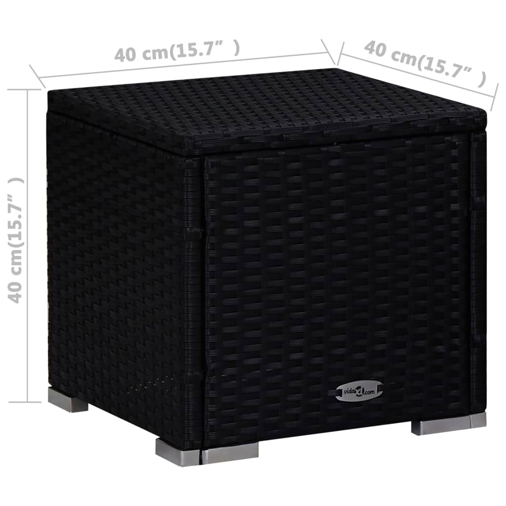 3-delige Ligbeddenset met theetafel poly rattan zwart – afbeelding 10