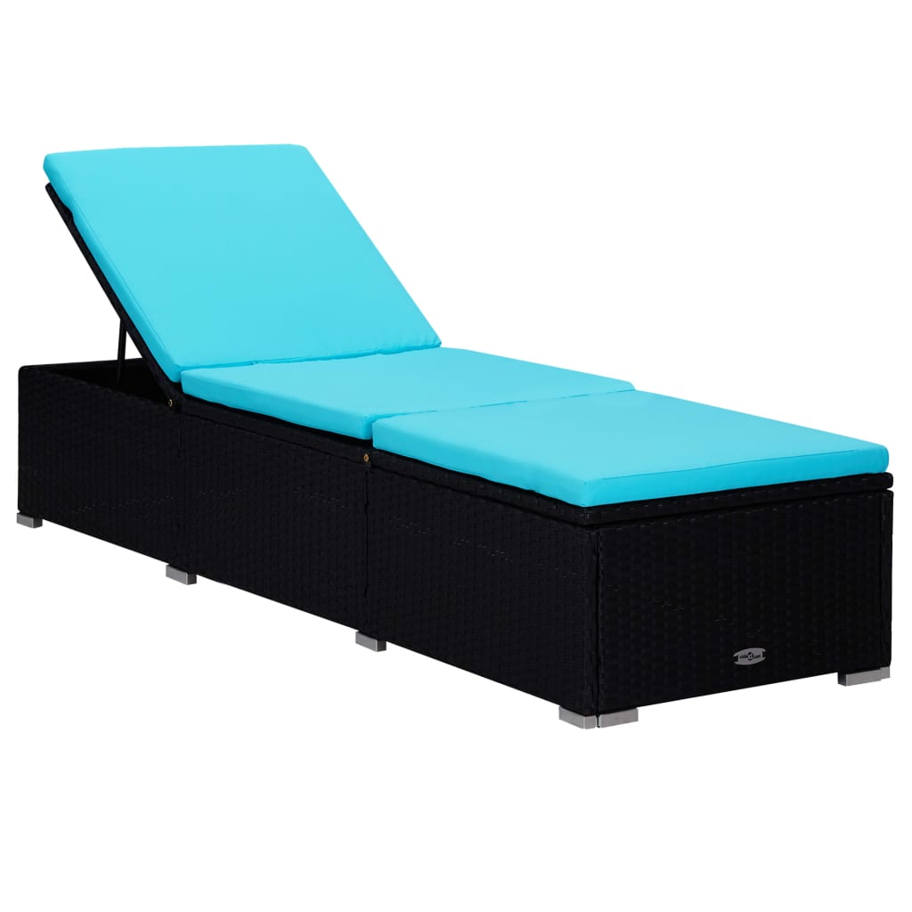 3-delige Ligbeddenset met theetafel poly rattan zwart – afbeelding 4