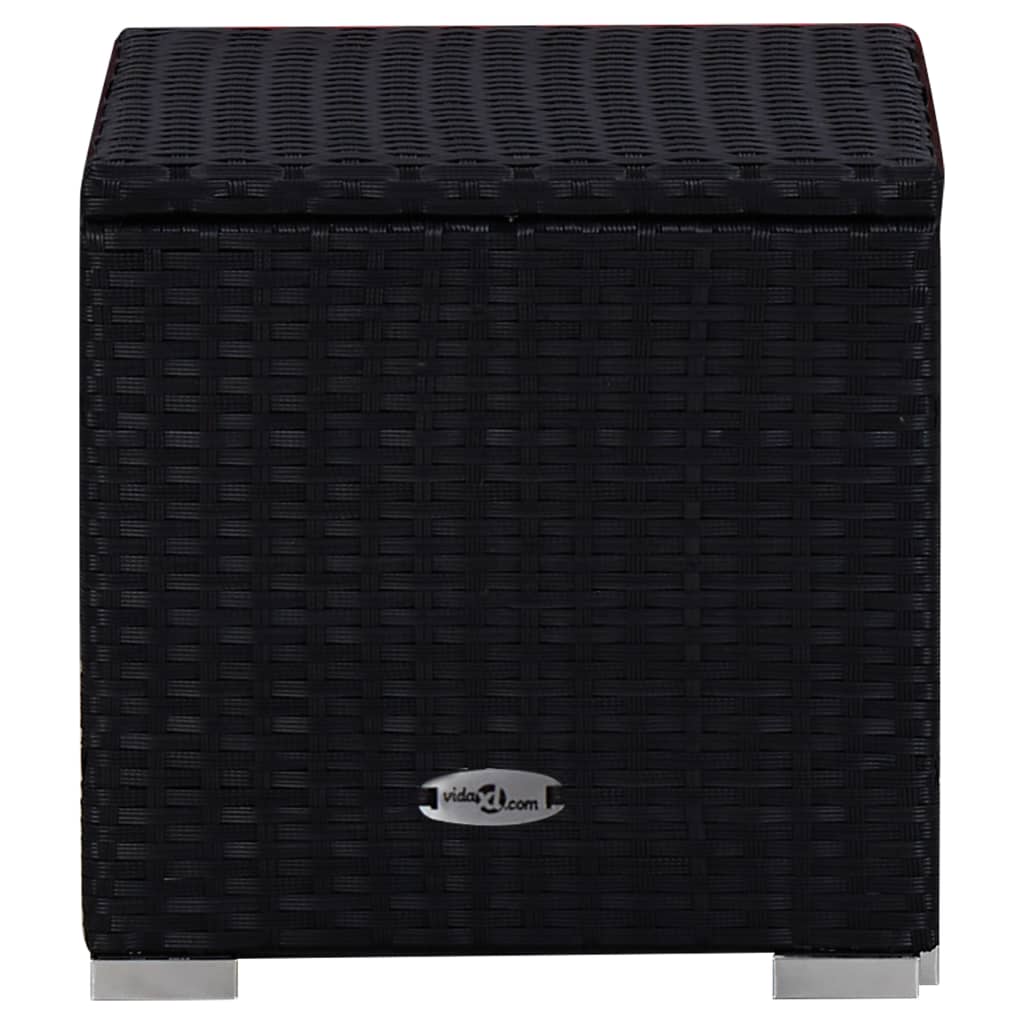 3-delige Ligbeddenset met theetafel poly rattan zwart – afbeelding 6