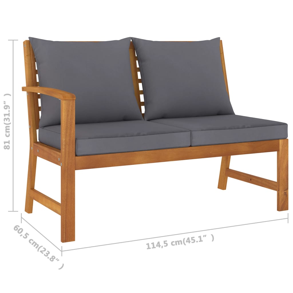 4-delige Loungeset met kussens massief acaciahout – afbeelding 10