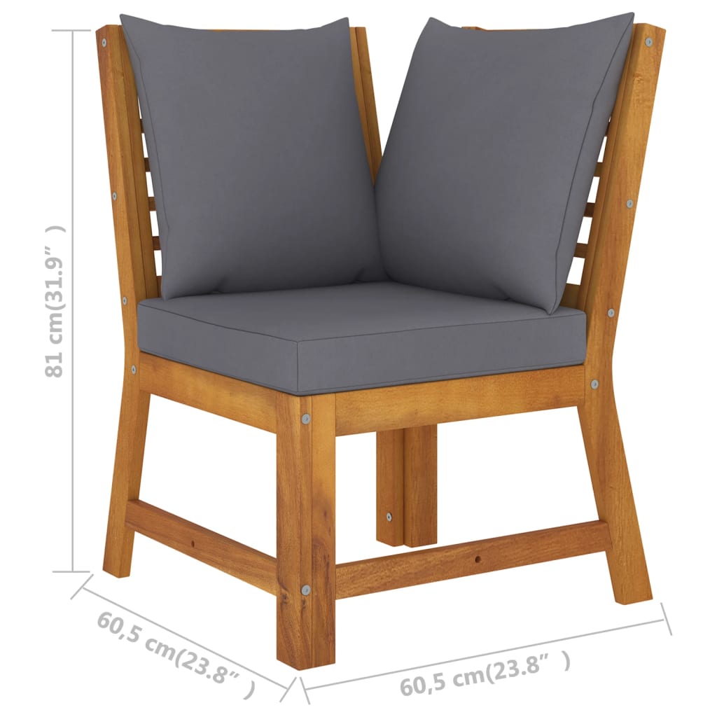 4-delige Loungeset met kussens massief acaciahout – afbeelding 11