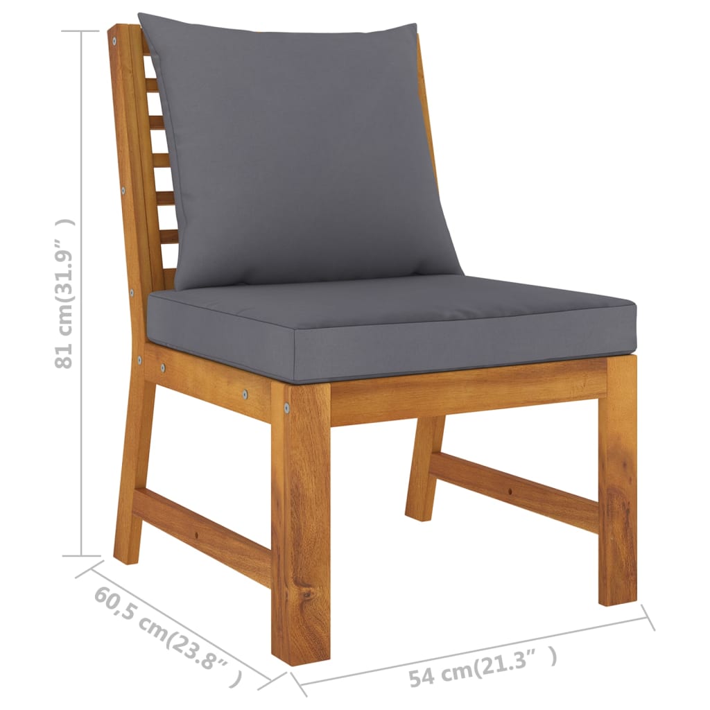 4-delige Loungeset met kussens massief acaciahout – afbeelding 12