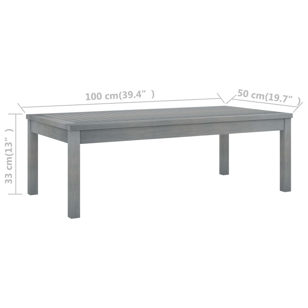 5-delige Loungeset met kussens massief acaciahout grijs – afbeelding 9