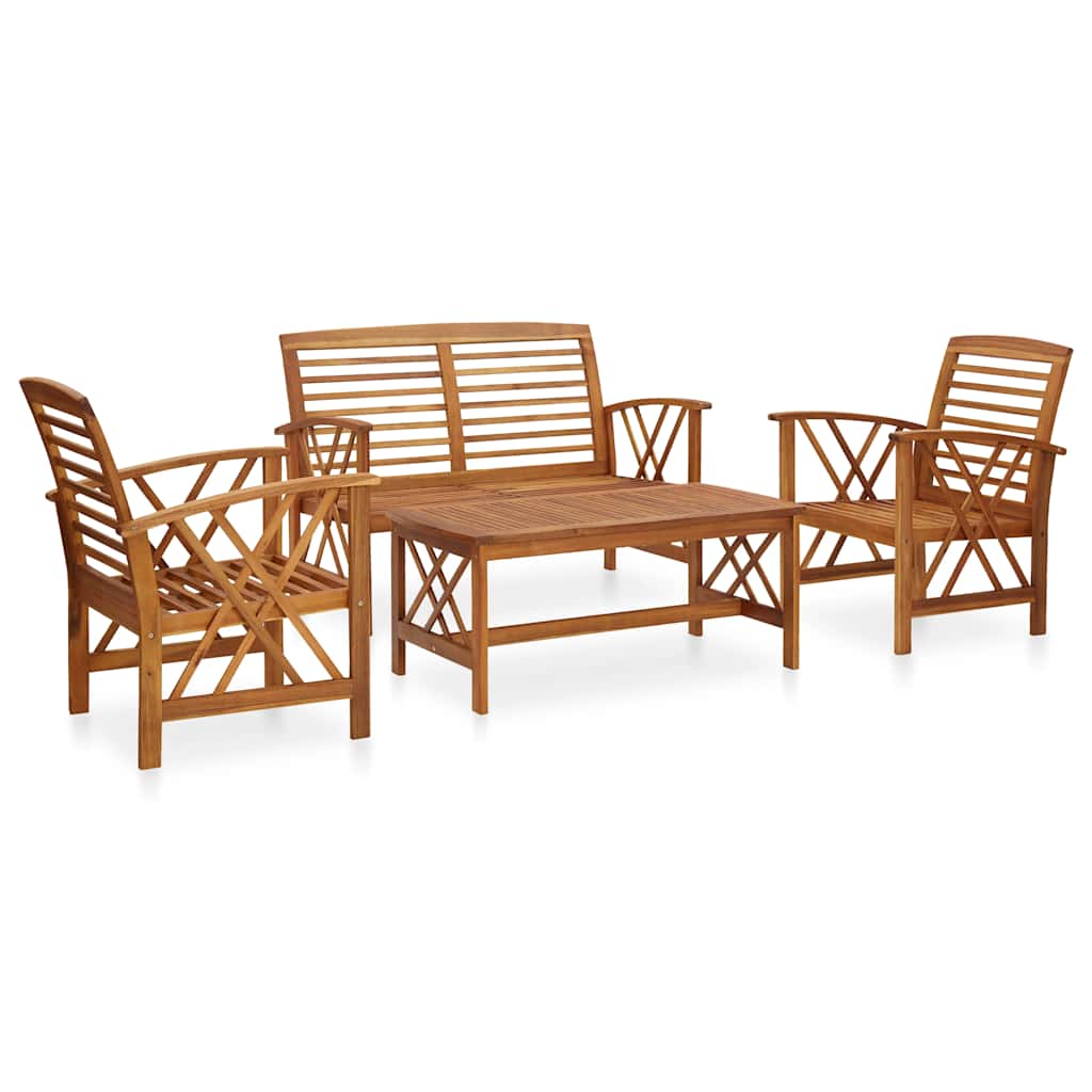 4-delige Loungeset massief acaciahout – afbeelding 1