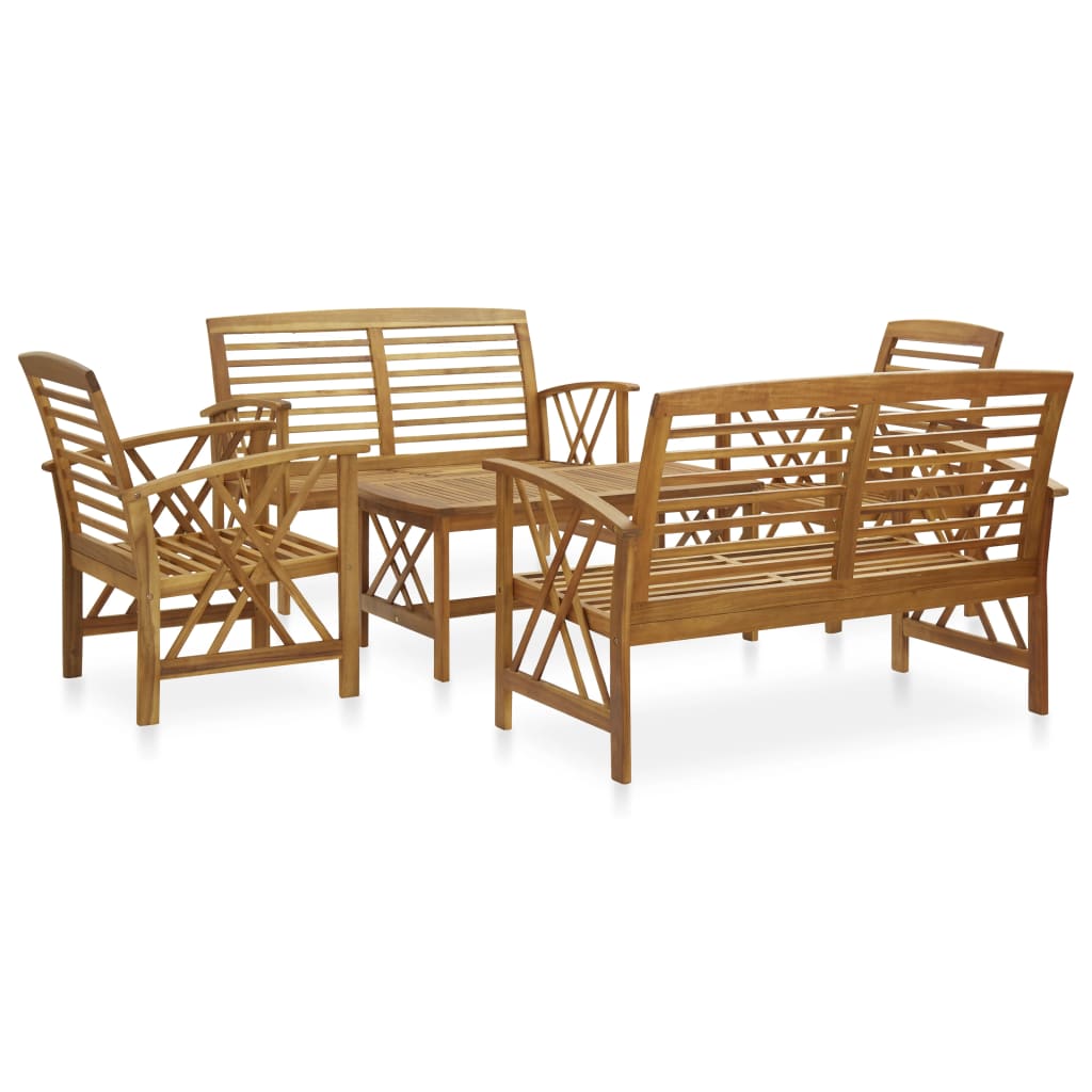 5-delige Loungeset massief acaciahout – afbeelding 1