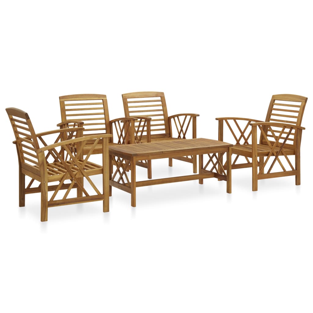 5-delige Loungeset massief acaciahout – afbeelding 1