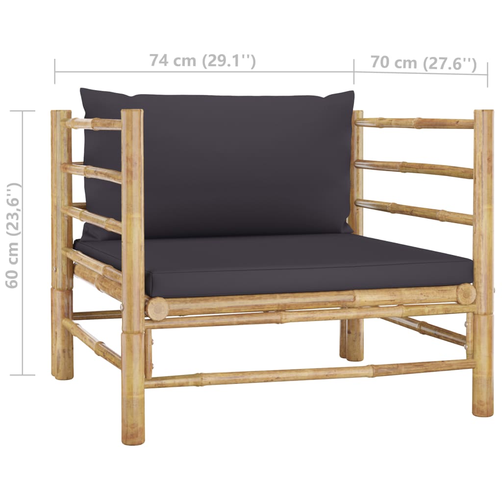 6-delige Loungeset met donkergrijze kussens bamboe – afbeelding 11