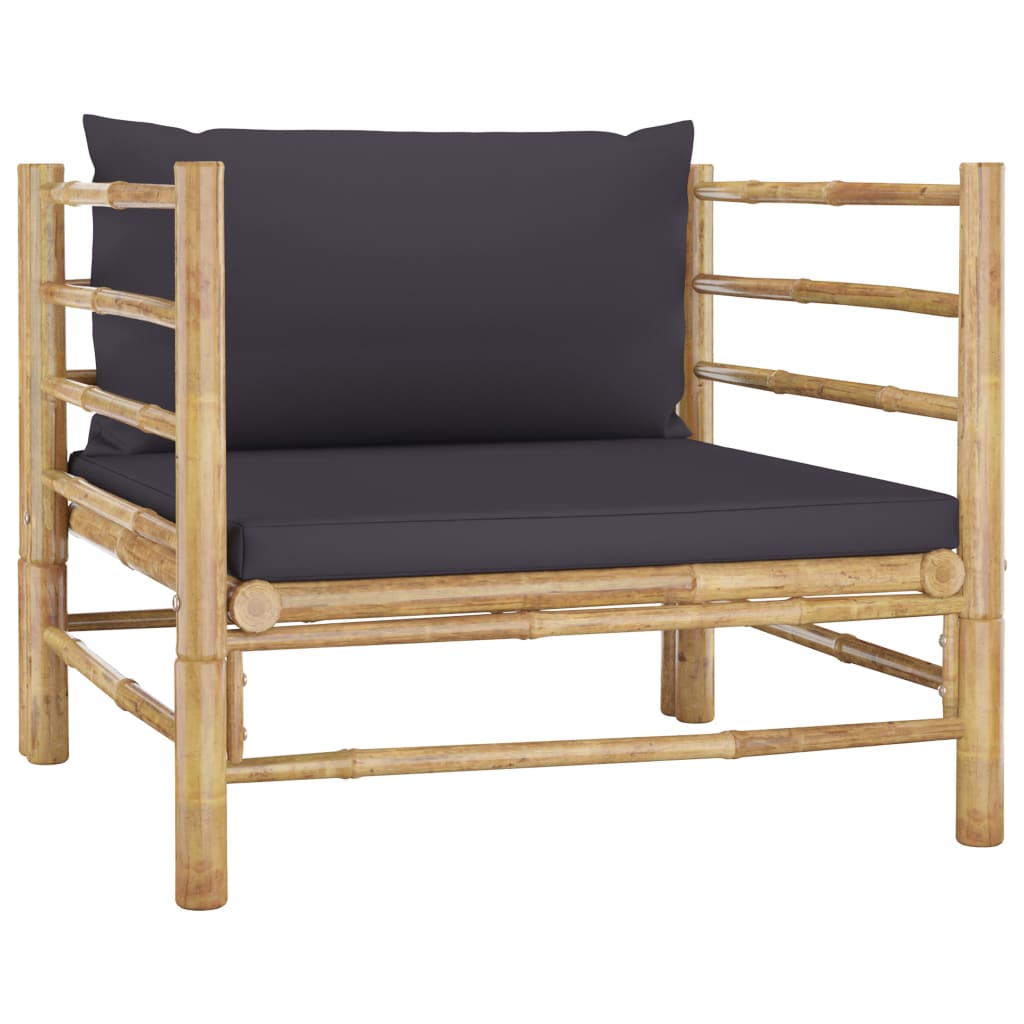 6-delige Loungeset met donkergrijze kussens bamboe – afbeelding 6