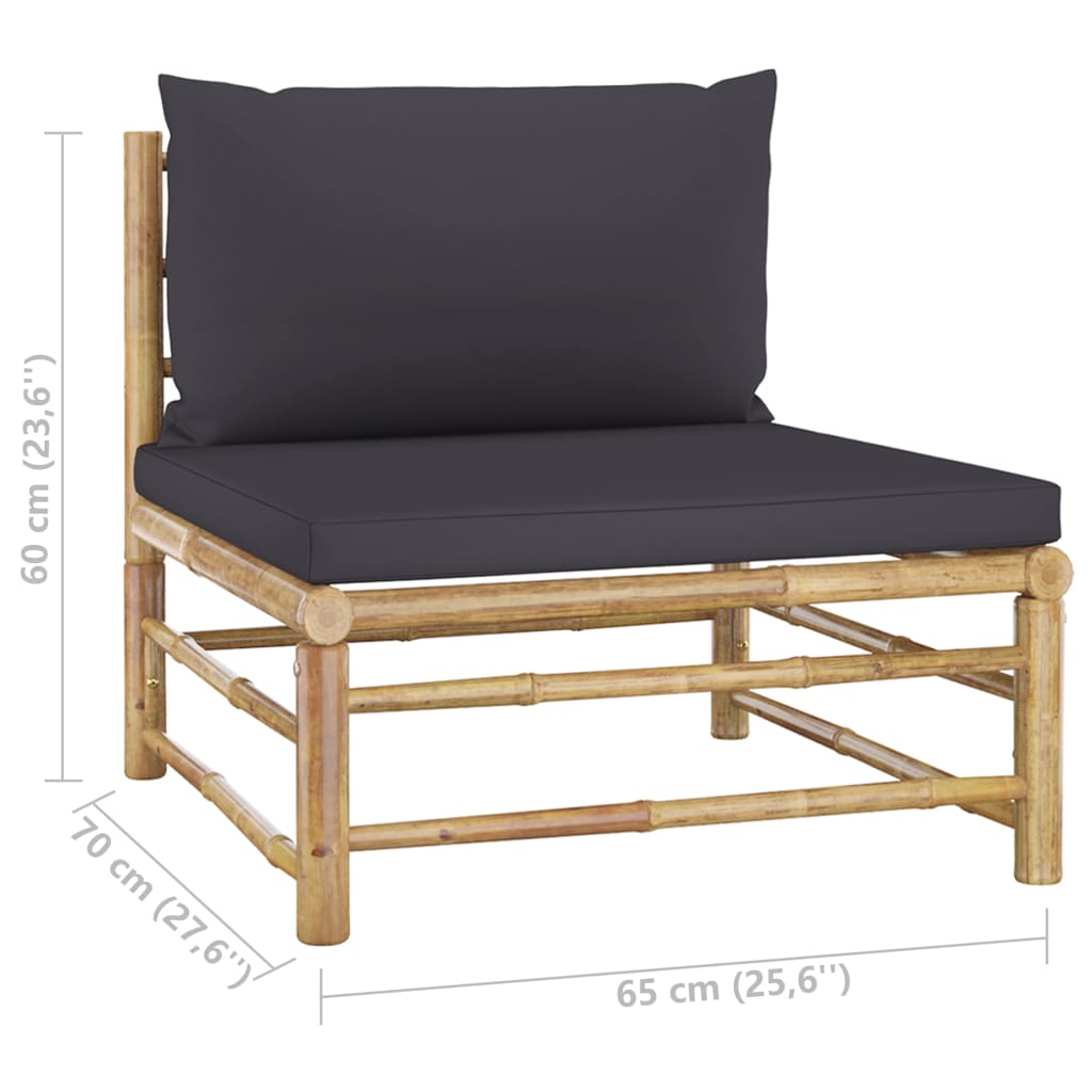 6-delige Loungeset met donkergrijze kussens bamboe – afbeelding 9